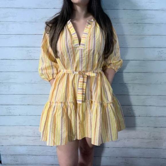 Lemlem Dresses & Skirts - Lemlem Yellow and White Striped Mini Dress